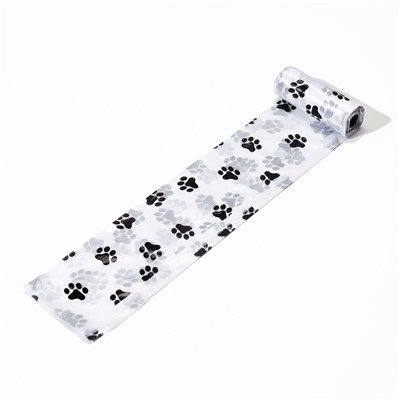 Пакеты для уборки за собаками, 4 рулона по 15 пакетов, 29×21 см, с печатью, белые