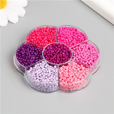 Бисер стекло 12/0 в цветке «Закат» цветной 7 цветов × 8 г 8.2×8.2×2 см