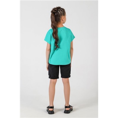 Фуфайка (футболка) для девочки ГРЕТТА-1 (Ментоловый)