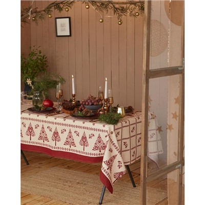 Скатерть новогодняя «Доляна» Merry Christmas, 146×110± 3 см, 100% хлопок, рогожка 164 г/м²