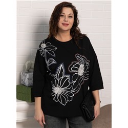 Блуза Цветочная рапсодия (черная) Б15311-18М