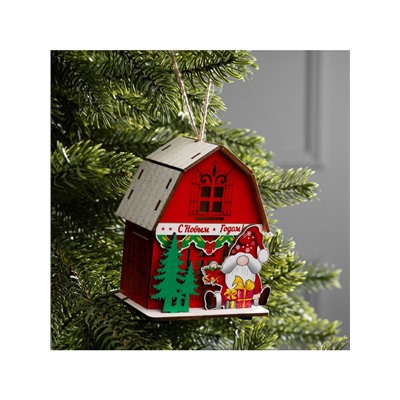 Подвеска световая «Дом Деда Мороза», 8.5×5.5×11 см, 1 LED, от батареек AG10×3, свечение тёплое белое