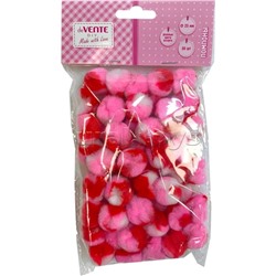 Набор помпонов для творчества "DIY" 25 мм, 50 шт, в пластиковом пакете с блистерным подвесом, розовые цвета ассорти