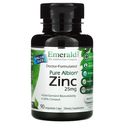 Emerald Laboratories, Pure Albion Zinc, 25 mg, 90 Vegetable Caps