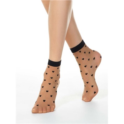 Полиамидные CONTE FANTASY Тонкие носки с рисунком "сердечки"