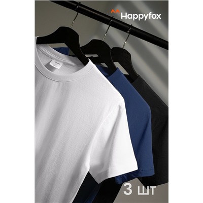 Мужская базовая футболка из хлопка 3 шт. Happyfox