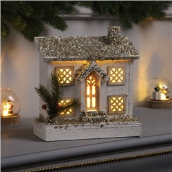 Фигура деревянная «Хижина» 21×23×9 см, 5 LED, батарейки ААx2 (не в комплекте), свечение тёплое