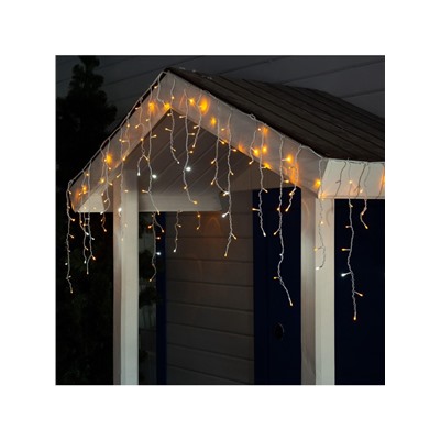 Гирлянда «Бахрома» 3×0.6 м, IP44, УМС, белая нить, 160 LED, свечение жёлтое, мерцание белым, 220 В