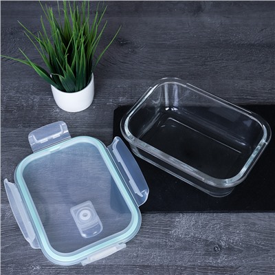 Контейнер прямоугольный крышка с клапаном 640 мл стекло / BXW-640CF /уп 36/