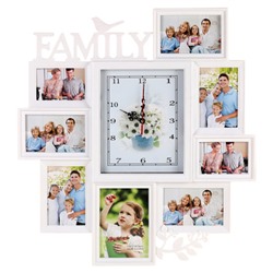 Фоторамка коллаж с часами Семья 55х61 см/ Z017 /уп 12/ 8 фото