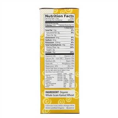 Eden Foods, Органические макаронные изделия, спирали, из пшеницы марки Камут, 340 г (12 унций)
