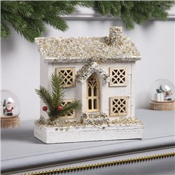 Фигура деревянная «Хижина» 21×23×9 см, 5 LED, батарейки ААx2 (не в комплекте), свечение тёплое