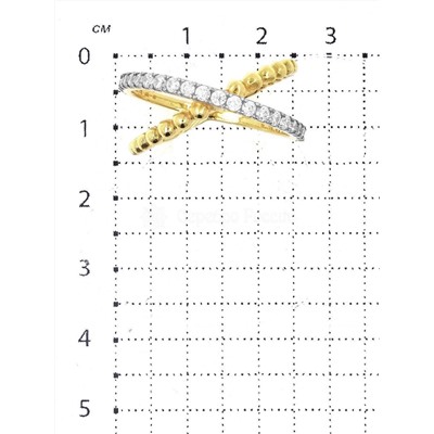 Кольцо из золочёного серебра с фианитами и родированием 925 пробы к-7252лз200