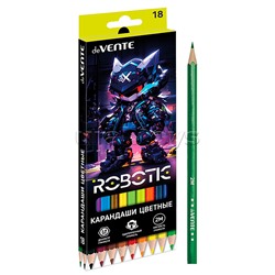 Карандаши цветные 18 цв. "Robotic" 2М, диаметр грифеля 2,8 мм, шестигранные, в картонной коробке