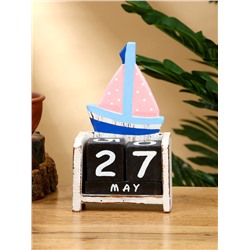 Календарь настольный «Парусник», 18×10.5×5.5 см, дерево, розовый