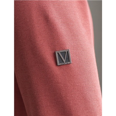 Лонгслив из мягкого фактурного трикотажа с плетеным воротником поло на молнии