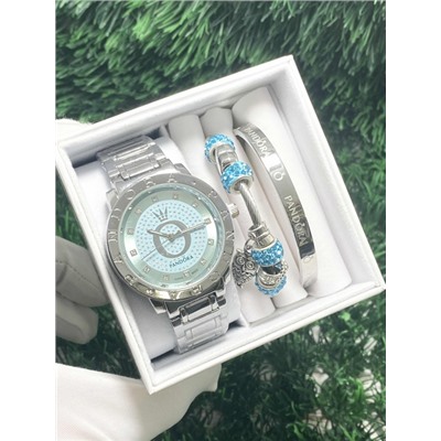 Подарочный набор для женщин часы, 2 браслета + коробка #22864420