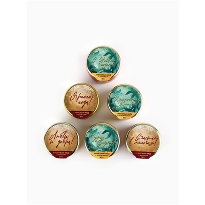 Подарочный набор новогодний «Счастливого Нового года»: чай чёрный, крем-мёд (6 шт.x30 г)