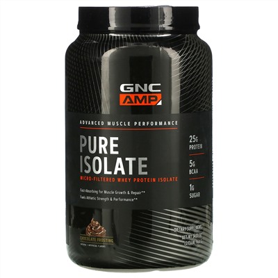 GNC, Pure Isolate, Micro-Filtered Whey Protein, Chocolate Frosting, 2.13 lb (966 g)