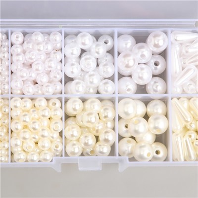 Бусины в шкатулке «Жемчужные», 10 делений 12.9×6.7×2.2 см