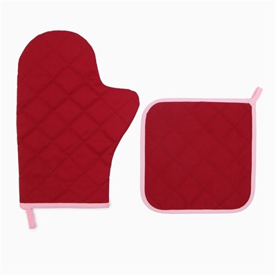 Набор кухонный «Этель. Тюльпаны»: варежка-прихватка 20×28 см, прихватка 19×19 см,100% хлопок