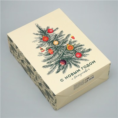 Коробка подарочная новогодняя складная «С Новым годом и Рождеством», 22×30×10 см