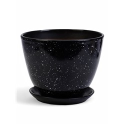 Горшок для цветов «Гранит», 8 л, d=29.5 см, h=33 см, керамика, с поддоном, чёрный