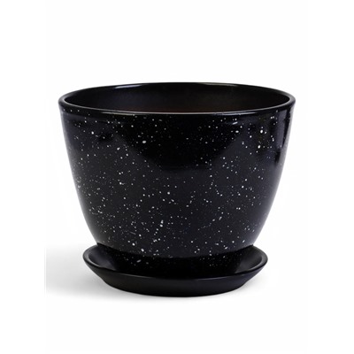 Горшок для цветов «Гранит», 8 л, d=29.5 см, h=33 см, керамика, с поддоном, чёрный