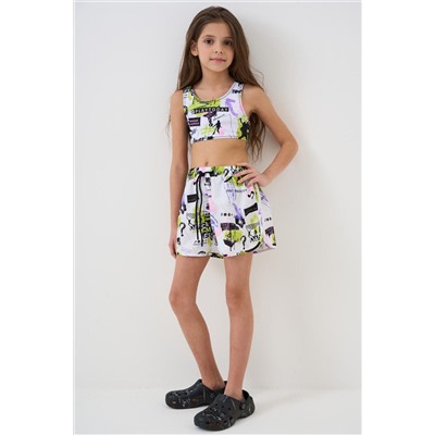 Комплект для девочек: купальный костюм трикотажный, шорты текстильные плавательные PLAYTODAY, 1244190