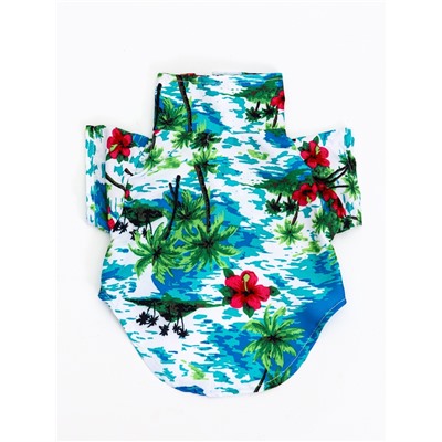 Рубашка для собак «Тропики», размер S, ДС 25, ОГ 35, ОШ 23 см, голубая