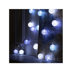 Гирлянда - нить, 5 м с насадками «Клубки серо-зелёные», IP20, прозрачная нить, 20 LED, свечение белое, 220 В