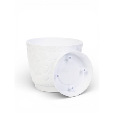 Горшок для цветов с поддоном «Камешки», 5 л, пластиковый, белый