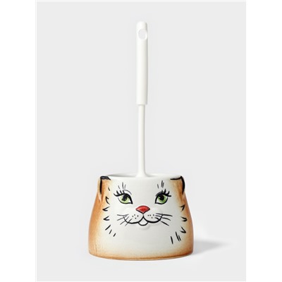 Ёршик для унитаза с подставкой «Кошка», фарфор, МИКС