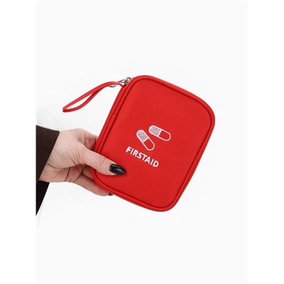Косметичка-аптечка дорожная на молнии, с ручкой, маленькая, красная