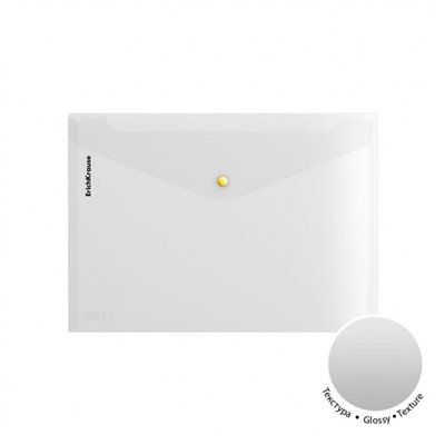 Папка с кнопкой  А4 160мкм 50205 Glossy Clear прозрачная с кнопкой цветной ErichKrause