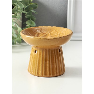 Аромалампа для эфирных масел «Лотос», керамика, коричневая, 11.4×11.4×9 см