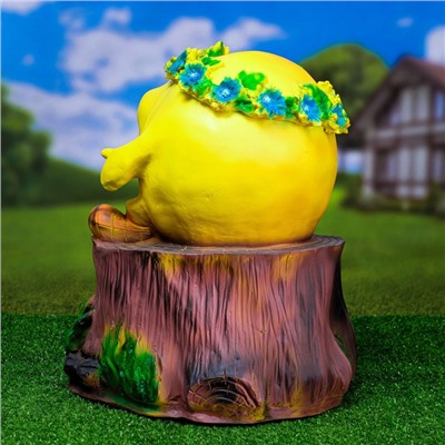 Садовая фигура из полистоуна «Колобок на пеньке», 40×33 см