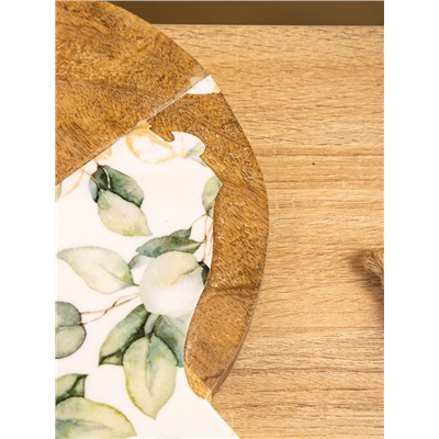 УЦЕНКА Доска разделочная круглая «Листья» дерево манго 36×28 см