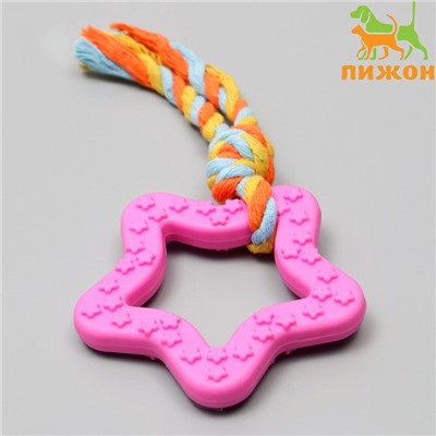 Игрушка жевательная с канатом «Звезда с хвостом», розовая