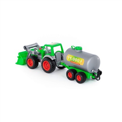 320885 Wader "Фермер-техник", трактор-погрузчик с цистерной (в коробке)