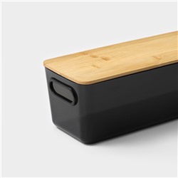 Контейнер для хранения с крышкой LaDо́m «Лаконичность», 28.5×11×10.5 см, цвет тёмно - серый