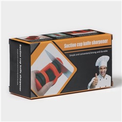 Точилка для ножей Доляна «Профи», 13×7×4.5 см, с полировкой, на присоске, красная