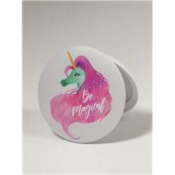 Зеркало складное «Единороги», d=7.5 см, белое, розовое