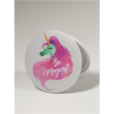 Зеркало складное «Единороги», d=7.5 см, белое, розовое