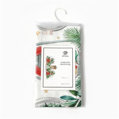 Полотенце «Этель» Christmas red flowers 40×73 см, 100% хл, саржа 190 г/м²
