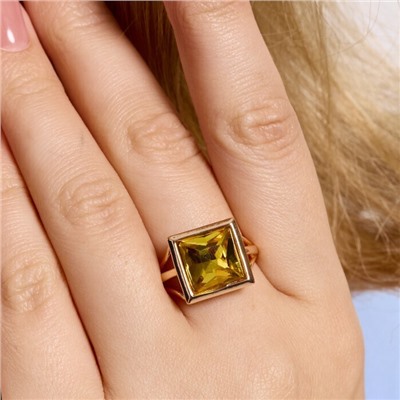 Кольцо 19 р ювелирная бижутерия коллекция "Дубай", покрытие позолота, вставка: фианит, цвет: желтый, арт.414.108-19