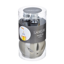 LADECOR Ароманабор лампа и масло, 3штx10мл, с ароматами красных ягод, ванили-пачули,жасмина, мускуса
