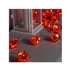 УЦЕНКА Гирлянда «Нить» 4.5 м с насадками «Цветочные шары», IP20, прозрачная нить, 15 LED, свечение красное, 220 В