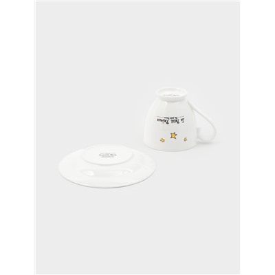 Чайная пара Quinsberry «Маленький принц», чашка 440 мл, блюдце d=16 см, фарфор, белая