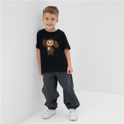 Футболка детская KAFTAN «Чебурашка», чёрная, размер 30, рост 98-104 см